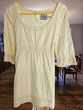 Vintage Juicy Light Yellow Embroidered Boho Tunic Dress